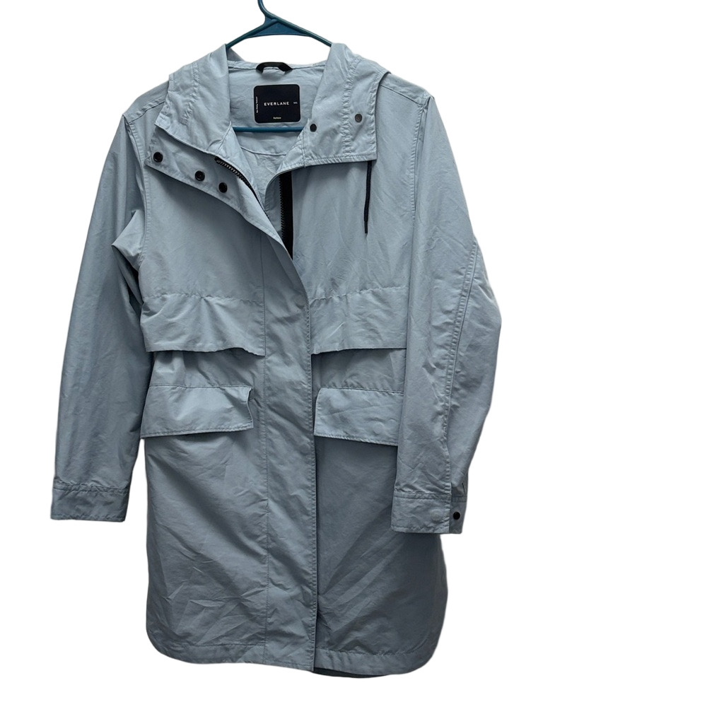 Everlane Anorak Coat Size XXS Fits Oversized Baby Blue Hooded Jacket